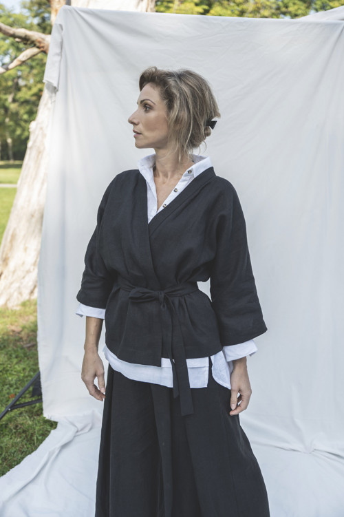Lněné Kimono krátké
