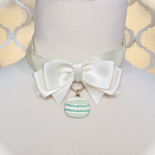 Choker Macaron Bow krémová