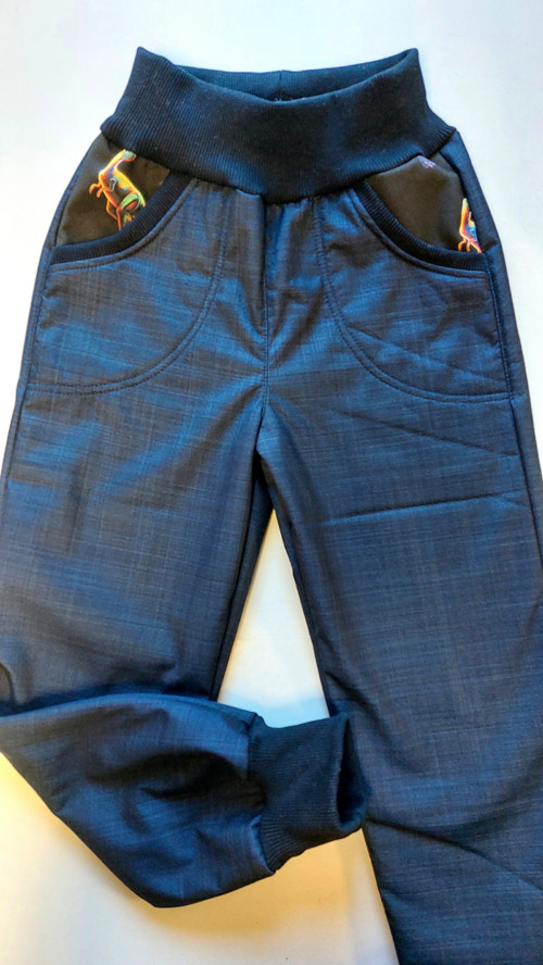 Kalhoty dětské, softshell s beránkem v.86