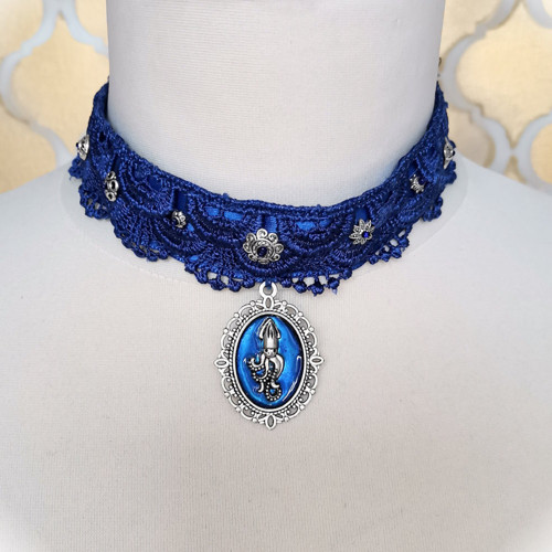 Choker Medůza modrá