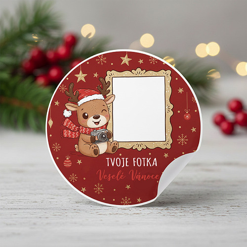 Vánoční samolepky s vlastní fotkou - sobík