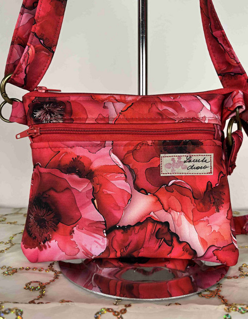 Malá kabelka crossbody červené máky