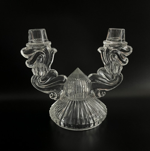 Dvouramenný Art Deco svícen 19 cm, Libochovice