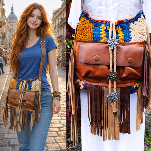 Krásná Boho kabelka s třásněmi