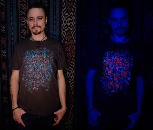 DŽUNGLE fluo folklorní tričko - tmavě šedá Unisex