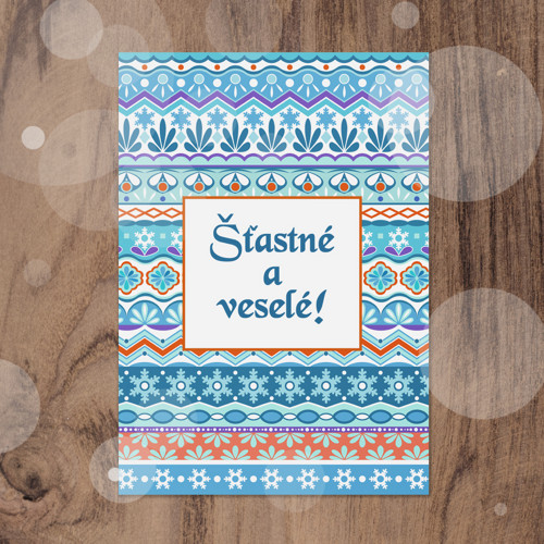 Vánoční pohlednice horizontal ornament - vločky