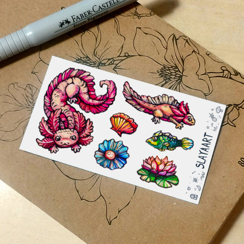 Mini samolepky - axoloti