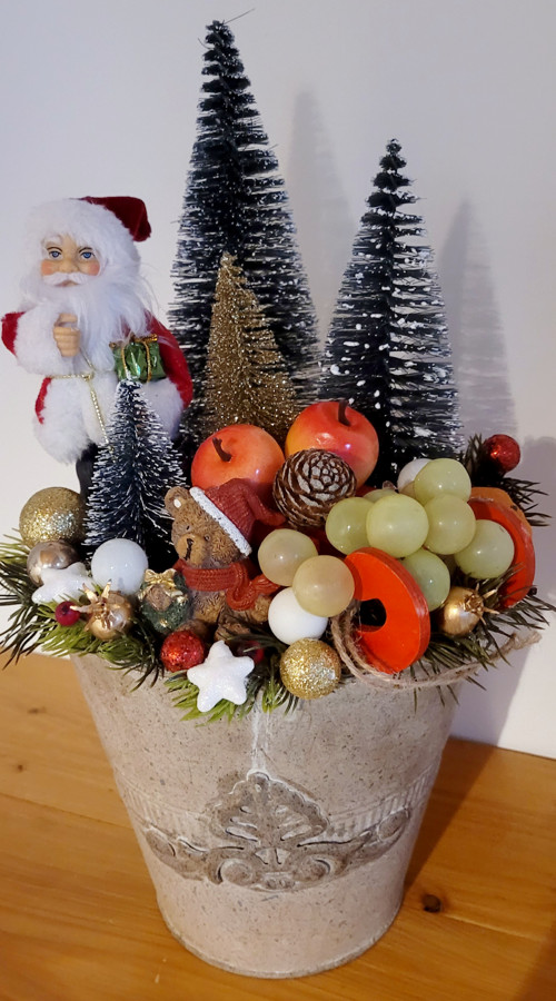 Vánoční dekorace - kbelík menší Santa
