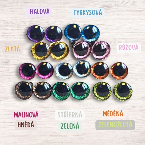 Glitrové oči 1 pár - 20 mm, ČOČKA UPROSTŘED