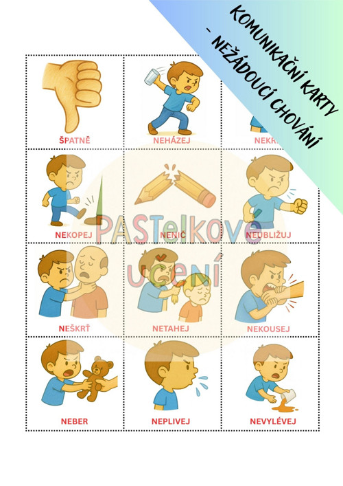 Komunikační karty pro autisty - Nežádoucí chování