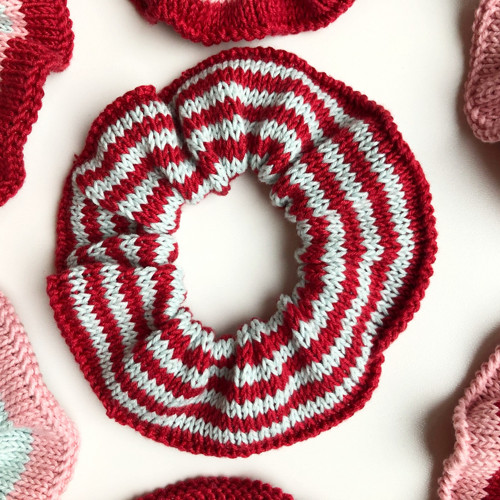 Pletená Scrunchie (pruhovaná/bavlna) — foto 1