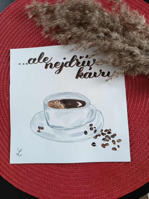 Akvarelová malba - ...ale nejdřív kávu