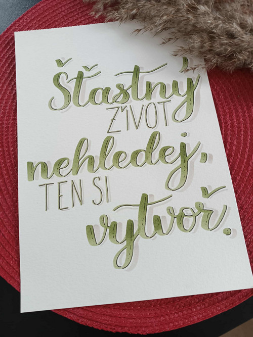 Štastný život - kaligrafický obraz