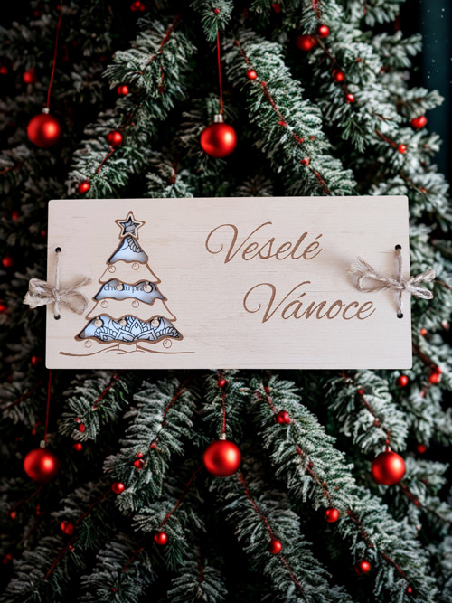 Dřevěná obálka na peníze / voucher - stromeček