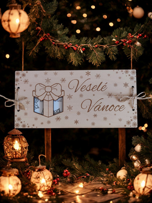 Dřevěná obálka na peníze / voucher - dáreček