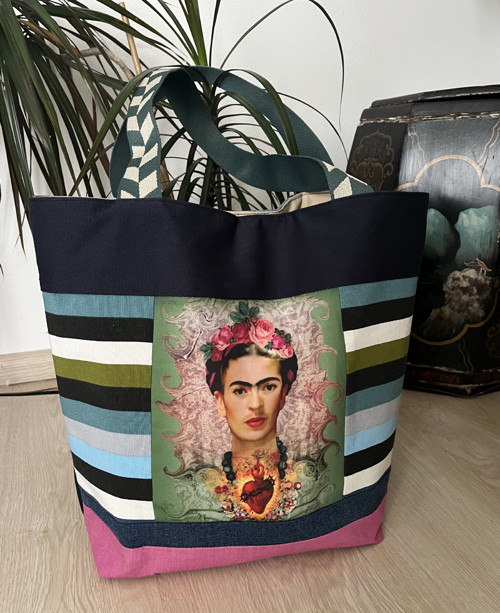 Velká jeansová kabela Frida Kahlo