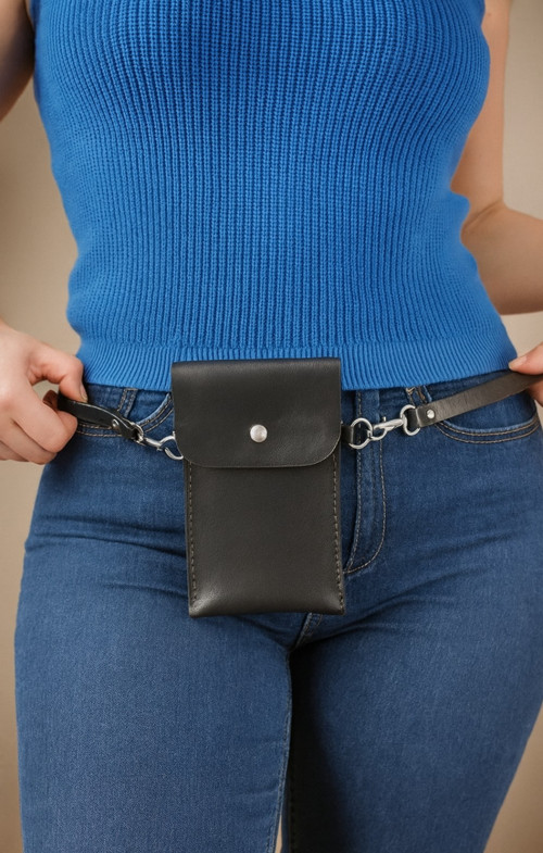 Elegantní pouzdro na telefon z pravé hovězí kůže