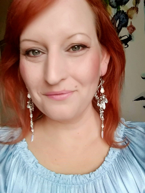 Náušnice "Opulence II", bílé, sklo — foto 1