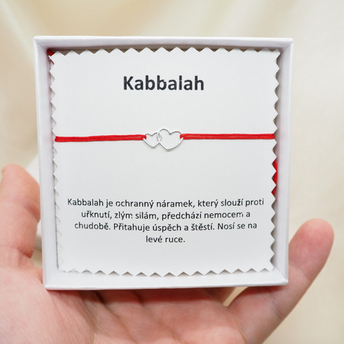 Kabbalah náramek se stříbrným dvojsrdíčkem