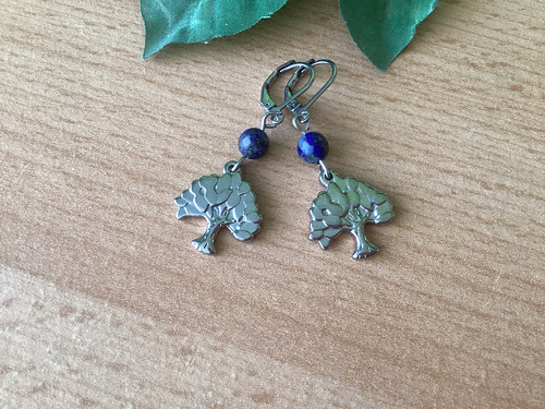 Náušnice Strom života s minerálem Lapis Lazuli