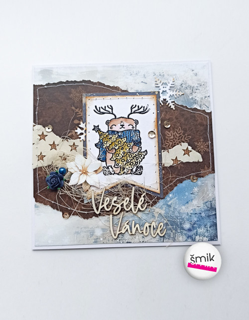 Vánoční jelen se stromkem "Cozy Winterland Blue"