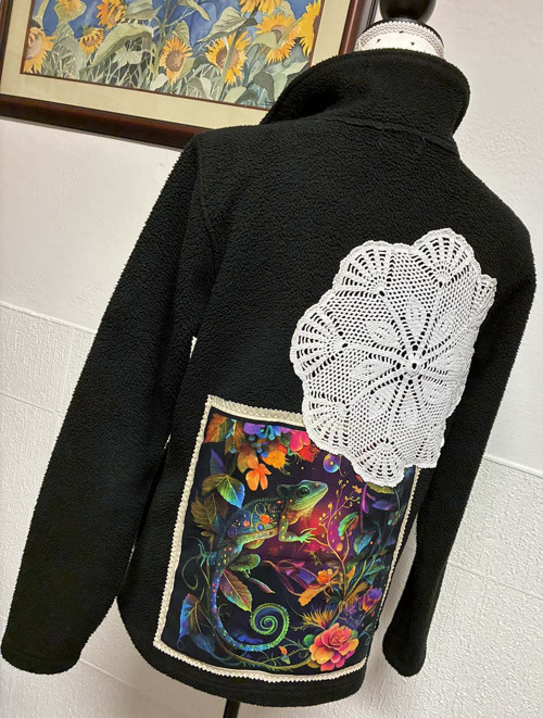 CHAMELEON v krajkoví - fleece mikina 36/38