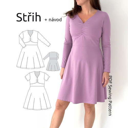 Střih dámské šaty Ruching Charm vel. 40-46