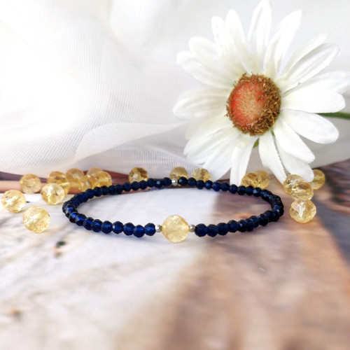 Minerální náramek/brouš. lapis lazuli + citrín/0,3