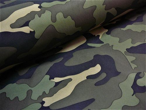 Softshell s fleecem maskáčový - khaki - 355g/m2