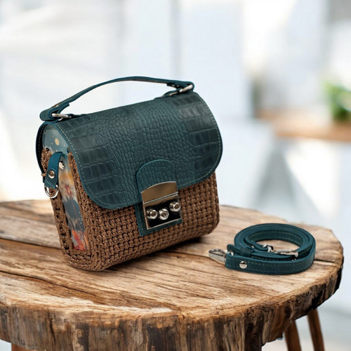Háčkovaná kabelka/ Crossbody 'SOFIA LUX' /opal kr