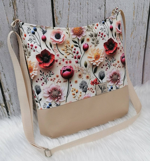 Crossbody ( Kvety na béžovej )