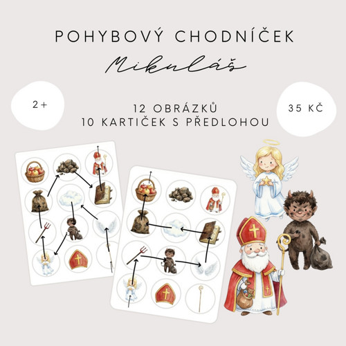 Pohybový chodníček - Mikuláš (PDF - tisk)