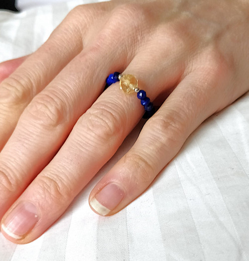 Prstýnky z minerálů /lapis lazuli + citrín