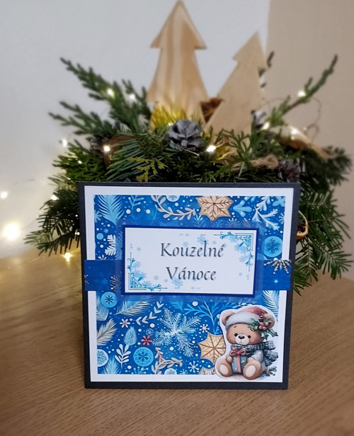 Vánoční přáníčko s medvídkem