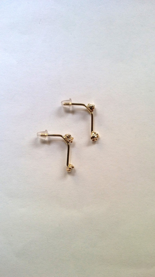 Náušnice, mini Nugety na paličke, žlté Au,14K
