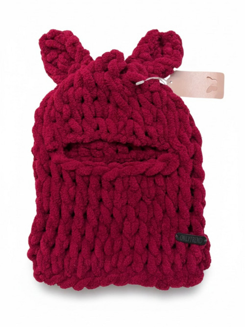 PUFFY kukla na hlavu - vínová - do 52cm