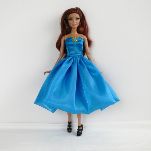 Barbie-krátké spol. šaty sytě tyrkysové+botičky