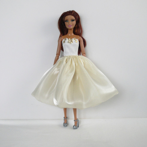 Barbie - krátké společenské šaty vanilkově žluté