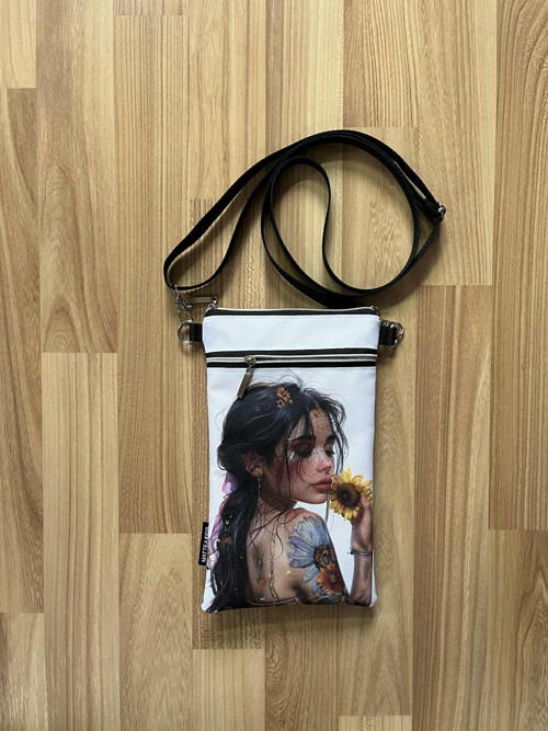Dívka se slunečnicí - taštička crossbody na mobil