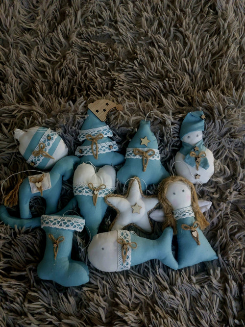 Set šitých vánočních ozdob