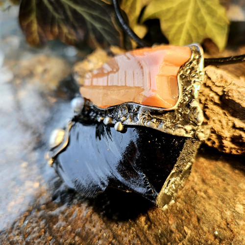 Obsidian Black, kalcit, sladkovodní perly