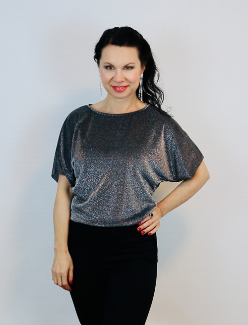Dámská halenka černá se stříbrnou — foto 1