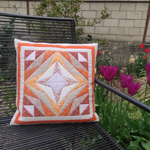 Povlak na polštář patchwork béžový oranžový