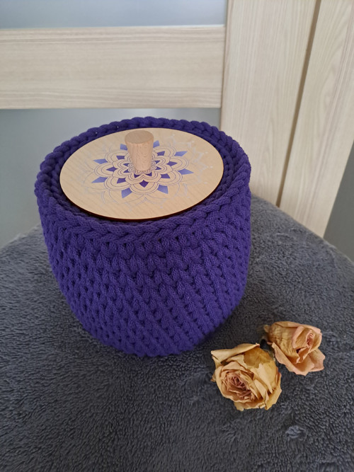 Háčkovaný Bavlněný Koš S Víkem - Mandala