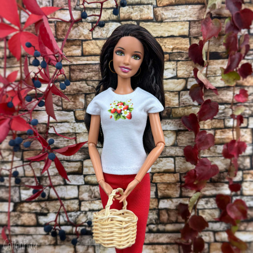 Jahody - tričko pro Barbie, bílé — foto 1