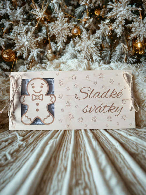 Dřevěná obálka na peníze / voucher - perníček — foto 1