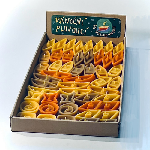 Darovací sada / 50 plovoucích svíček / včelí vosk
