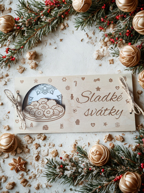 Dřevěná obálka na peníze / voucher - linecké