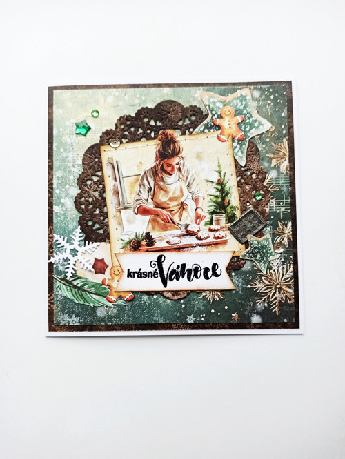 Vánoční přání Žena a cukroví "Oh, Christmas Night"