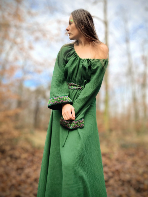 Magic Green Forest-Mušelinové S Bordurou A Opaskem